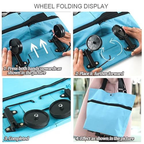 Einkaufstrolley Klappbar, Ziehwagen Zum Einkaufen Mit Einkaufstasche, Faltbare Einkaufstasche mit Rädern, Einkaufswagen Mit Großen Rollen(24) – Bild 5