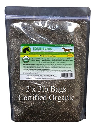 Equine Chia Brand - Certified Organic Chia Seeds in 3 Pound Bags (2 x 3 Pound Bags)