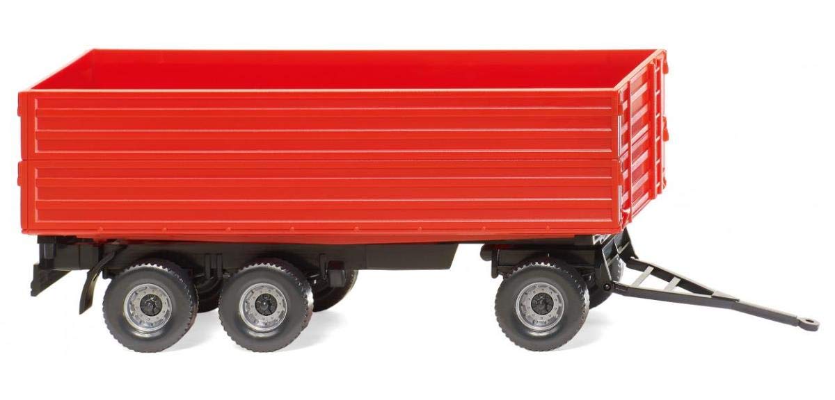 Wiking 038818 Agricultural Three-Axle Trailer Red Gauge H0 1:87  Miniature Model  Not a Toy