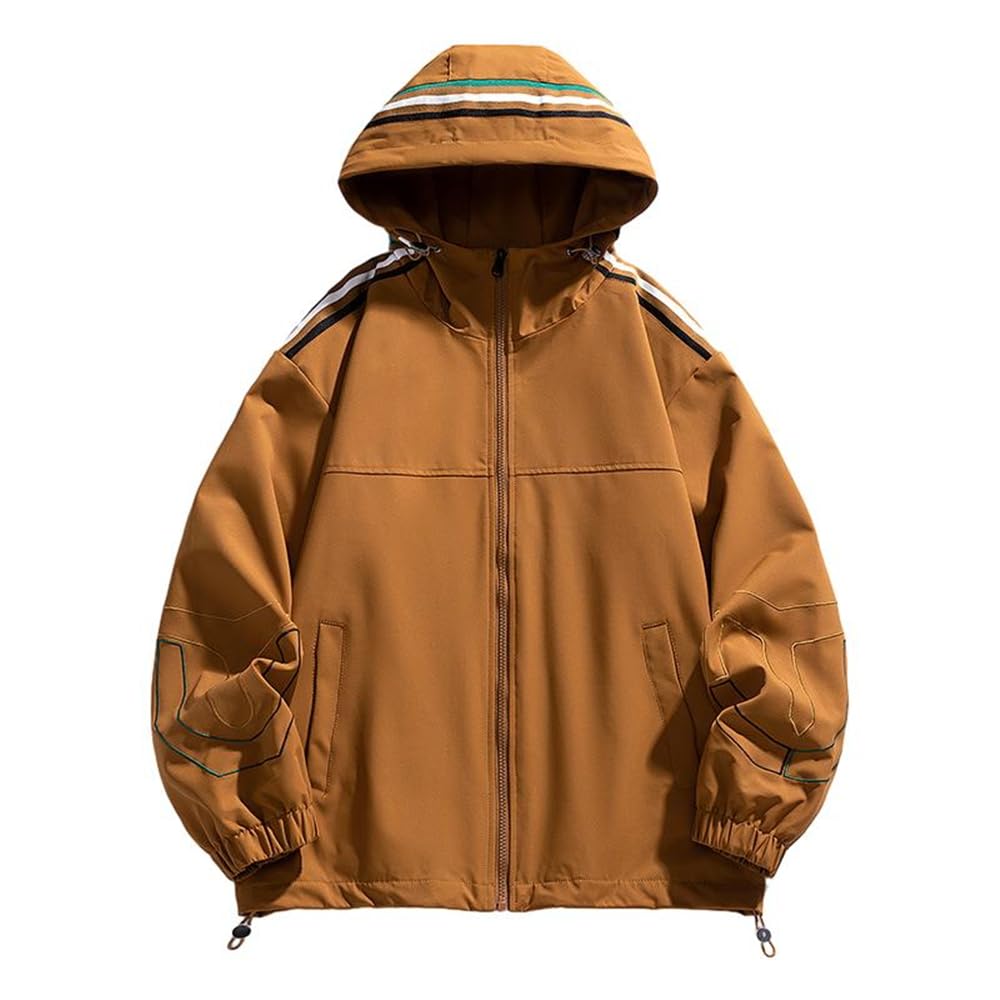 YEPREMMens Sport Jacket Mens Autumn Comfortable Hoodie Jacket Mens Basic Daily Wear Solid Color Choodie Jacket Mens Zip Placket Light Jacket Multiple Pockets