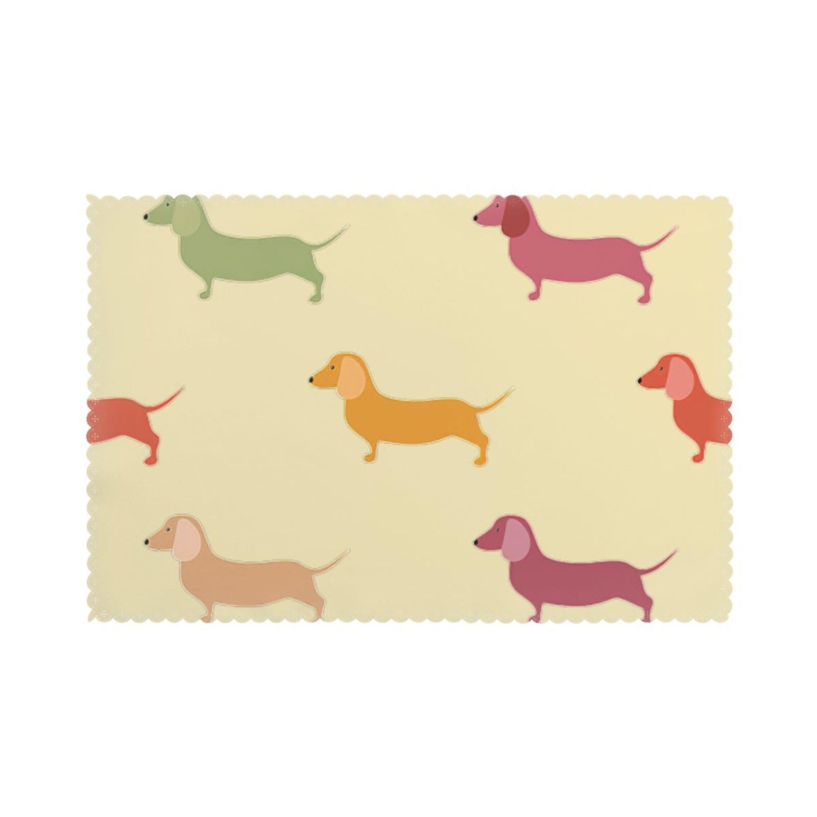 Cute Dachshound Dogs Print Placemats for Dining Table Set of 6 12x18 Inch Table Mats for Party Kitchen Dining.