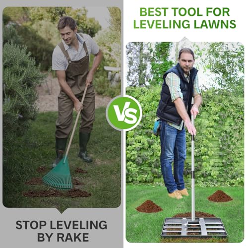REAPALOT Lawn Leveling Rake with Stainless Steel Handle - Gardening Gloves Included - Image 2