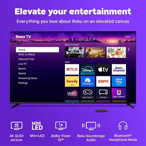 Image of Roku 75R8C5KIT1 75 inch Class Pro Series 4K QLED Mini LED Smart TV Dolby Vision HDR10 Plus 120Hz WiFi Voice Remote HDM