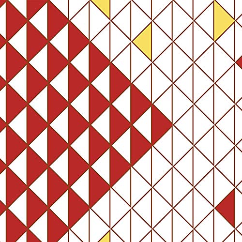 Image of Spaces Atrium Plus 100% Cotton Queen Size Fitted Double Bedsheet with 2 Pillow Covers Soft Feel Skin Safe Breatheable Fabric (Geometric, 152 cm x 198 cm + 30 cm) - Red