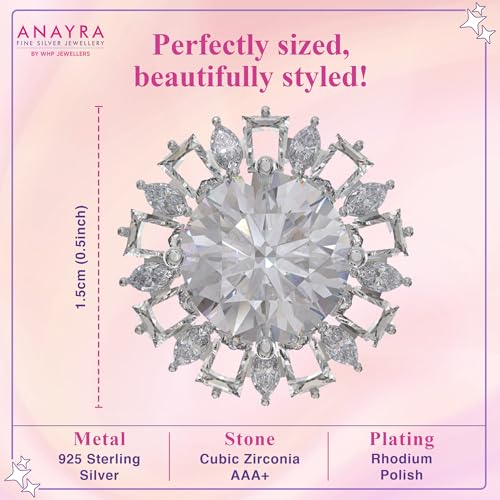 Image of 925 Sterling Silver Stud Earrings for Women | Cubic Zirconia Solitaire Ear Studs | Lightweight Hypoallergenic Anti-Tarnish Daily Wear Jewellery | Gift for Girls, Wife, Girlfriend, Mother, Sister | Birthday, Anniversary, Rakhi