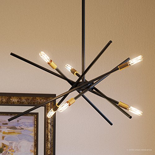 Luxury Modern Chandelier, Medium Size: 10.5"H x 22.625"W, with Vintage Style Elements, Olde Bronze Finish, UHP2072 from The Miami Collection by Urban Ambiance