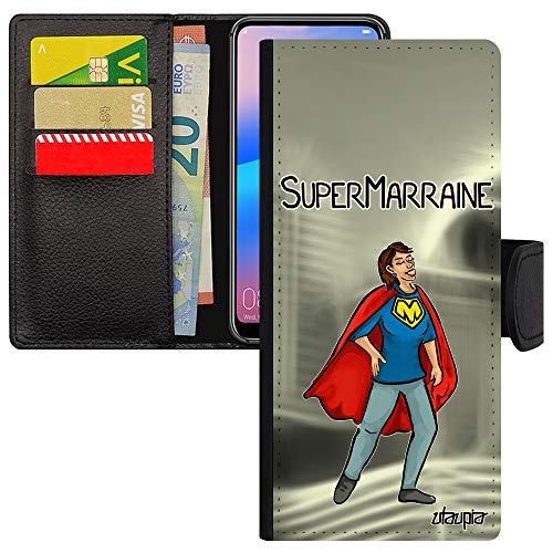 Coque Samsung S24 Ultra humour Super Marraine cadeau original en cuir PU rigide Galaxy