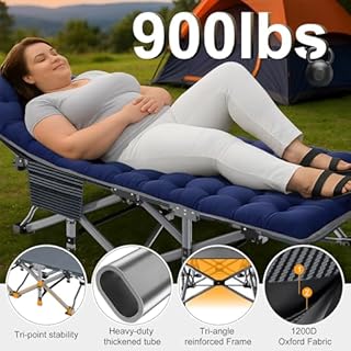 ABORON Camping Cot for Adult 28" Extra Wide, Heavy-Duty 1200D Oxford Cot for Sleeping, Portable Folding Camp Bed with Mat & Carry Bag