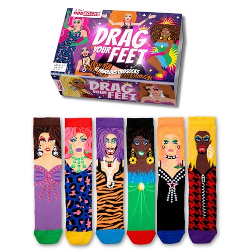 United Oddsocks Drag Your Feet Box of 6 Unisex Odd Socks - EUR 38-44 für 14,95 EUR (-20%) statt 19,50 EUR bei amazon.de Bild: United Oddsocks Drag Your Feet Box of 6 Unisex Odd Socks - EUR 38-44 für 14,95 EUR (-20%) statt 19,50 EUR bei amazon.de