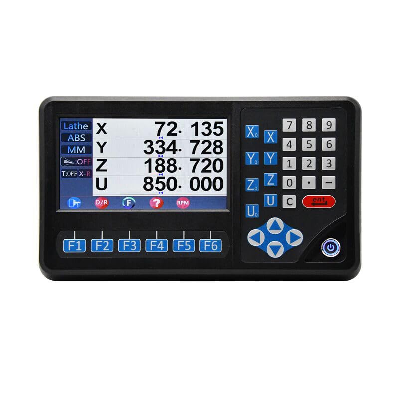 4 Axis LCD DRO Multi-Function RPM Digital Readout Display,1um Linear Scales Glass Optical Encoder Sensor OEM for Lathe Milling Bridgeport Knee Mill (6''x36''x26''x16''-1um)