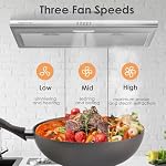 30 inch Stainless Steel Under Cabinet Range Hood, Slim Kitchen Vent Hood Ducted/Ductless Convertible with 3 Speed Controls, 5-Layer Aluminum Filters,LED Lights