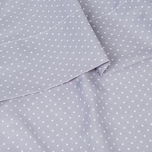 Queen Size Bed Sheets - Breathable Luxury Sheets with Full Elastic & Secure Corner Straps Built In - 1800 Supreme Collection Extra Soft Deep Pocket Bedding Set, Sheet Set, Queen, Dot Gray