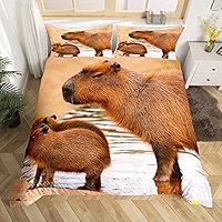 Eenpersoons dekbedovertrek set bruin capybara beddengoed set