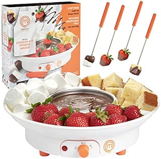 MasterChef Chocolate Fondue Maker- Deluxe Electric Dessert Fountain Fondue Pot Set with 4