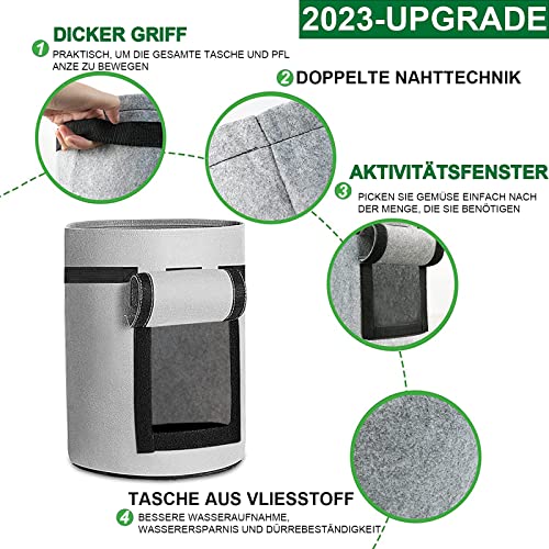 Foto von 10 Gallonen Kartoffel Pflanzsack,Pflanztopf pflanzbeutel mit Stabilen Griffen und Visualized Flap,Verdickte und Atmungsaktive Vliestöpfe Gartenpflanzbeutel kartoffelsack für,Tomaten, und Blumen(4PCS)
