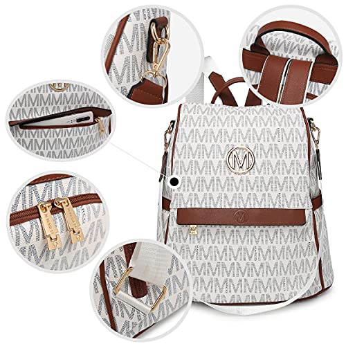 Mkp Women Fashion Backpack Purse Multi Pockets Signature Anti-Theft Rucksack Travel Ladies Shoulder Bag Handbag 2Pcs #TOP3
