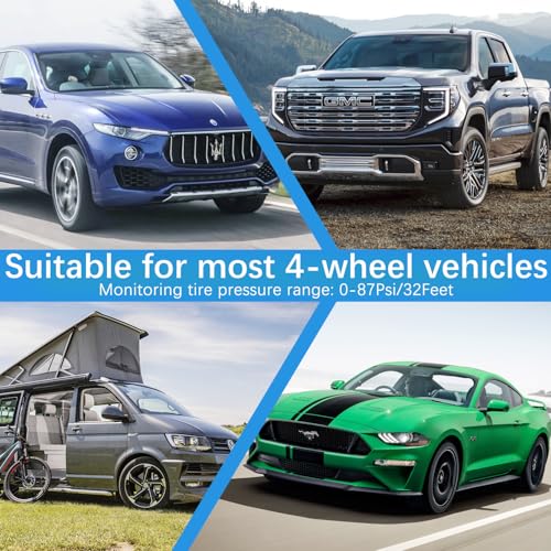 Tire Pressure Monitoring System, Tire Pressure Monitor System with Solar Charge, RV TPMS with 4 External sensors & 6 Alarm Modes, LCD Real-time Display, Auto OFF/ON, TPMS for Trailer/SUV/Truck 0-88PSI - Image 6