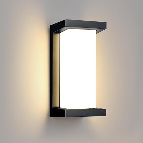 Wrasse Aplique de pared al aire libre 2000 lúmenes 20 W Proch de pared Accesorios de luz 3000 K negro moderno exterior apliques iluminación para