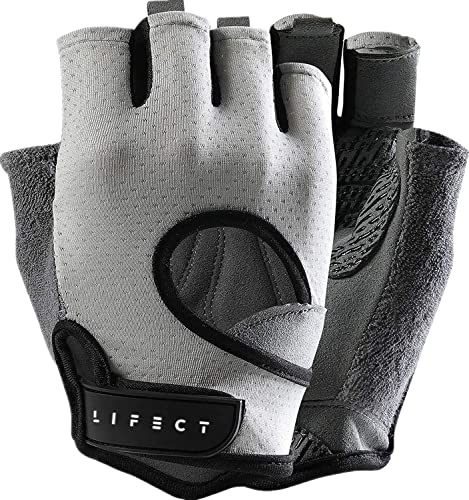 Guantes de entrenamiento Glofit Freedom para levantamiento de pesas, sin dedos, con espalda abierta curvada, para levantamiento de potencia, gimnasio, crossfit, mujeres y hombres (gris, talla XL)