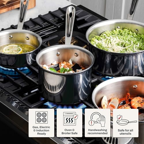 Image of All-Clad D3 Stainless Steel 1.5 Quart Sauce Pan With Lid- Made in the USA- The Original Bonded Professional Cookware- Oven Safe & Induction Compatible