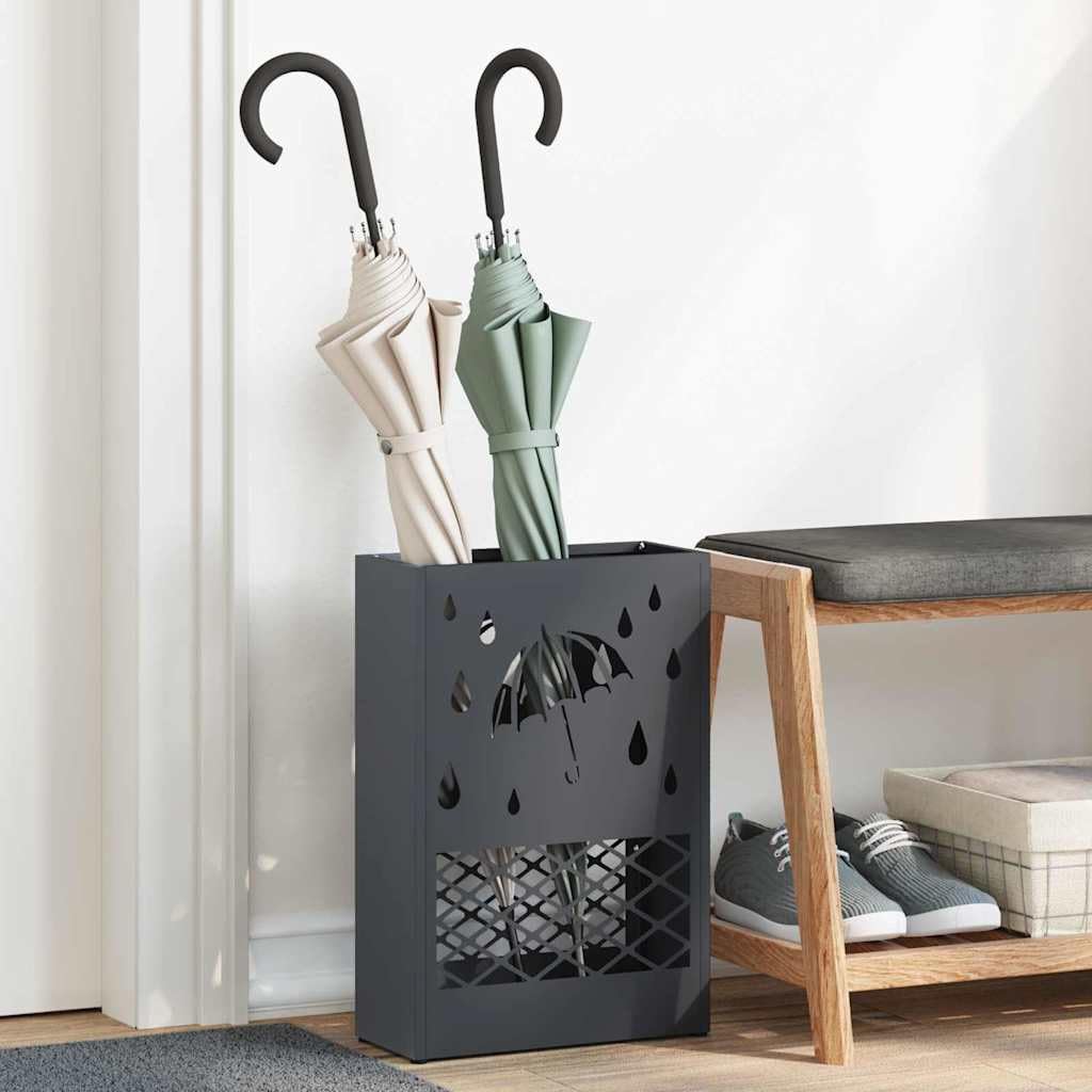 Porte-parapluie en acier, anthracite, 28 x 12 x
