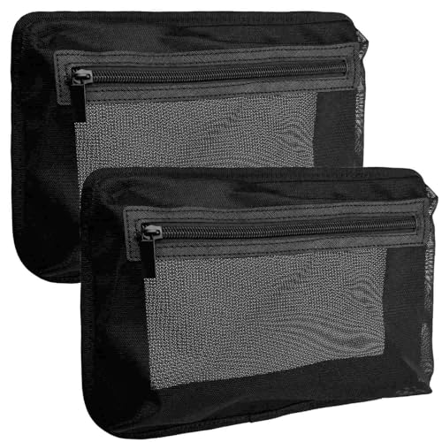 Chanvoo 2PC Self-Adhesive Boat Organizer Mesh Bag (10x7) Dry Mount Pouch with Waterproof Adhesive Backing for Tools & Gear | Sticks Securely to Wet Surfaces Easy Removal