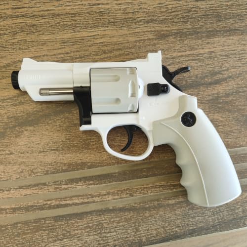 Image of Revolver Toy Gun | Real Looking Plastic Airsoft Gun Pistol Fully Automatic | 12 Bullet Shell' and 50 Bullets Included(Grey+White)