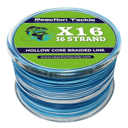 Image of Reaction Tackle Hollow Core Braided Fishing Line - 16 Strand Splice Ready Braid for Knotless Leader Connections, Freshwater and Saltwater Trolling and Offshore