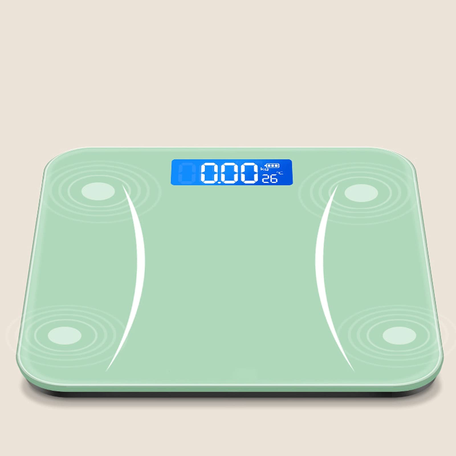 JINGYAN Básculas digitales Escala de baño del cuerpo precisión, escala electrónica digital con tecnología pisado, vidrio templado 6 mm fácil leer retroiluminado DIRIGIÓ Monitor