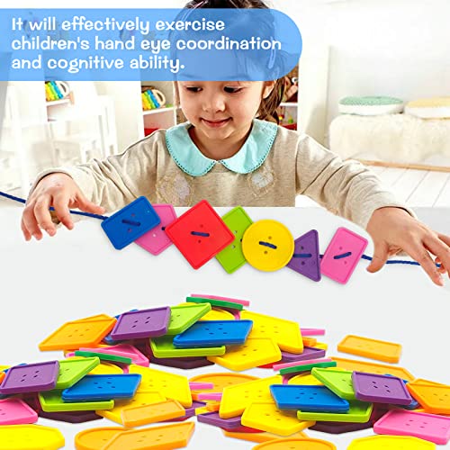 Kwagocar 130 Pcs Big Bright Craft Buttons Vivid Colors Large Buttons Geometric Shaped Colorful Large Beads Button Lacing Threading Toy For Crochet Knitting Arts Diy Crafts Projects Hand Made Gifts #TOP3