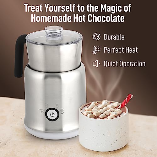 Image of Zulay Electric Hot Chocolate Maker Machine - Powerful, Stainless Steel Hot Chocolate Machine & Hot Cocoa Maker - 4-in-1 Detachable Milk Frother Heater & Cold Foam Maker - Milk Frother Dishwasher Safe