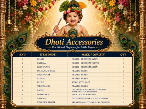 Image of BLU VAPOUR Krishna dress for Kids, krishna dress for baby boy, kanha dress for kids, krishna costume for baby boy,krishna costume for Janmashtami,3month to 7 years, Blue, Red & Yellow
