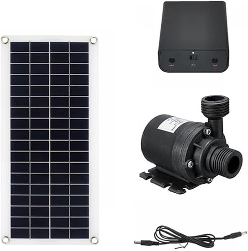Miniatura 7 de Bomba de agua solar sumergible de 800 GPH DC 12 V motor sin escobillas con kit de panel solar de 20 W para fuente de jardín, estanque de peces, agua
