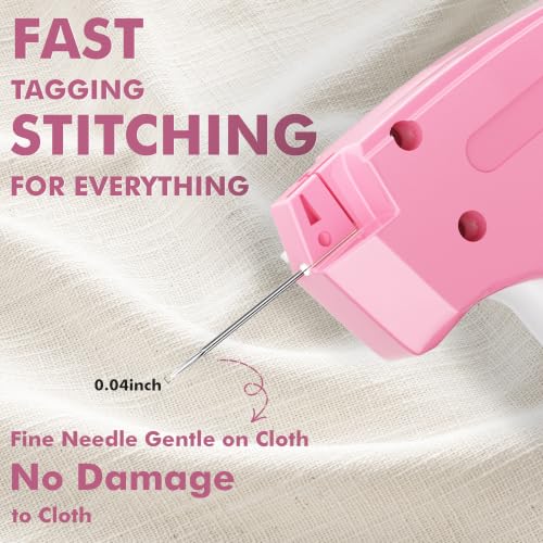 Image of Stitch Gun for Clothes, Tagging Gun, Quick Clothing Fixer, Pink | 5000 Fasteners, 0.04 inch Fine Needle, 6 Needles, Portable, Handheld, Compact, Lightweight, Easy to Use, Versatility, Durable