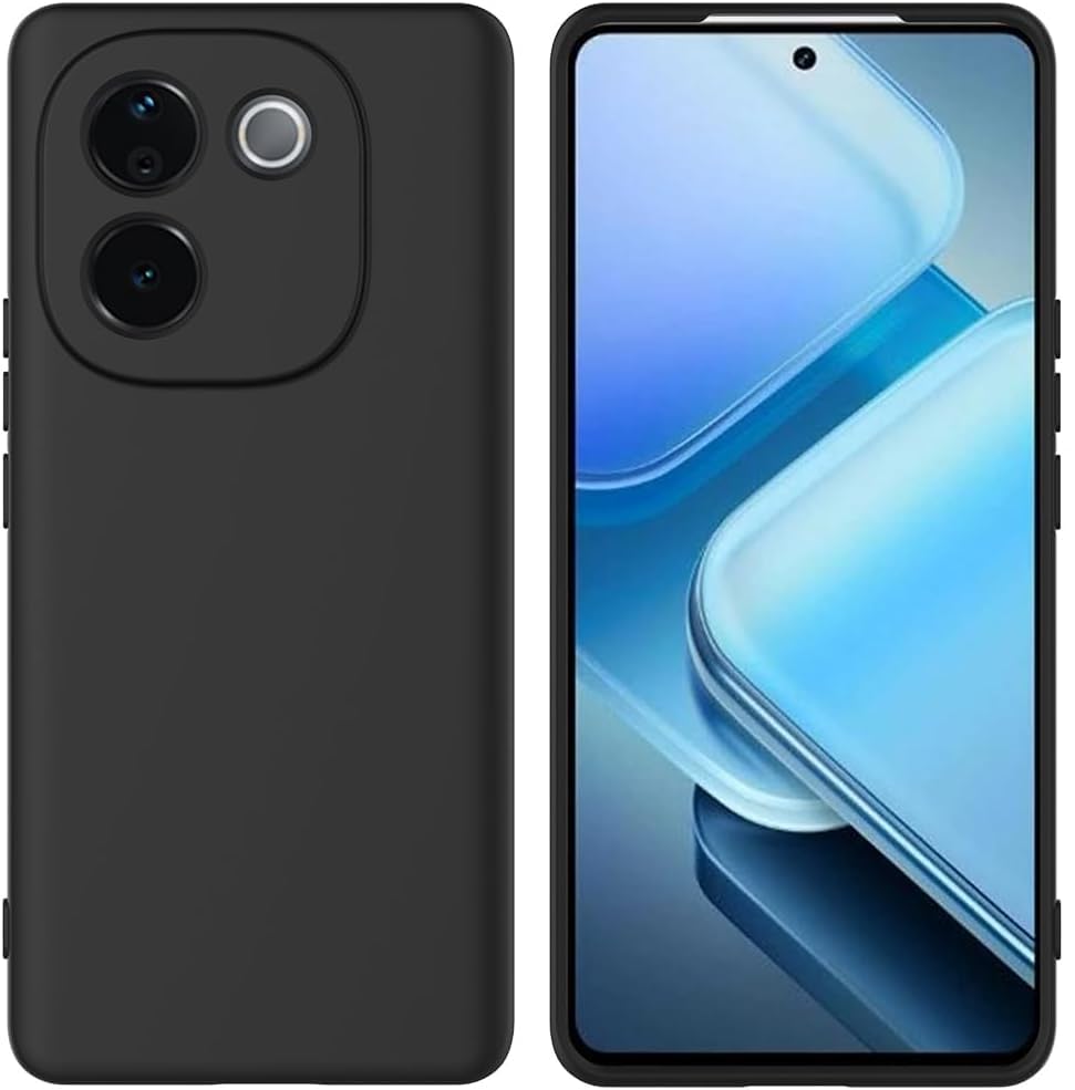 Image of DIZORO Back Cover Compatible with iQOO Z9S Pro 5G / Vivo T3 Pro 5G, Matte Liquid Silicone Case with Upgraded Square Edges, Shockproof Flexible Soft Rubber Cover with Full Camera Protection (New Black)