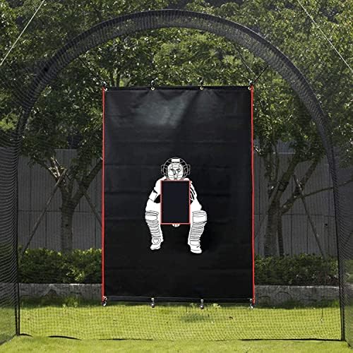 SUPVETION Baseball Backstop with Strike Zone Vinyl Baseball Batting Cage Backstop with Catcher Image Baseball Softball Pitcher Training Equipment Aid for Batting Hitting Pitching(5 x 6 Ft)