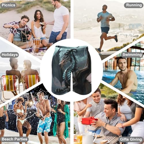Men's Swim Trunks Quick Dry Board Shorts with Pockets Beach Shorts Cool Dragon Bathing Suits for Men4