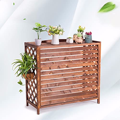 HRXQ Support De Fleur Extérieur, Support De Climatiseur en Bois, Couverture De Climatiseur en Bois, Clôtures D'écran De Confidentialité, Carbonisé, Facile À Installer (Size : 80×32×70cm)