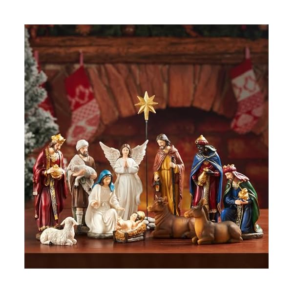 Nativity sets for christmas indoor set of 13 pieces 79 inches tabletop holidays decor nativity scene resin figurines set religious decorations collection gifts  urban country home decor