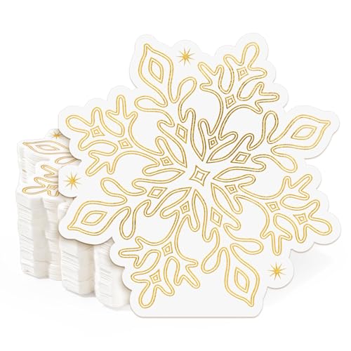 FYSUIMU Snowflake Paper Napkins Luncheon Napkin Christmas Gold Foil Disposable Dessert Dinner Hand Napkin for Winter Holiday Xmas Party Wedding Decorations Supplies 100 Pcs