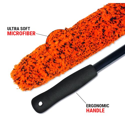Image of Wavex Small Wheel Cleaning Brush for Car & Bike Detailing | Ultra Soft Microfiber Brush for Tight Wheel Gaps, Spokes & Rim Edges | Safe for Alloy Wheels & Gloss Finishes