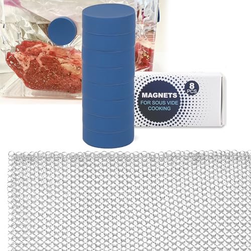 Comparison: Best Sous Vide Weights 9 TonGass 8-Pcs Silicone-Coated Sous Vide Magnets Weights and Food Grade Stainless Steel Sous Vide Mesh Net for Keeping Bags Submerged & Prevent Floating, Powerful Food Safe Weighted Magnets