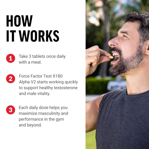 image for FORCE FACTOR Test X180 Alpha v2 T-Support for Men, T-Supplement to Hel