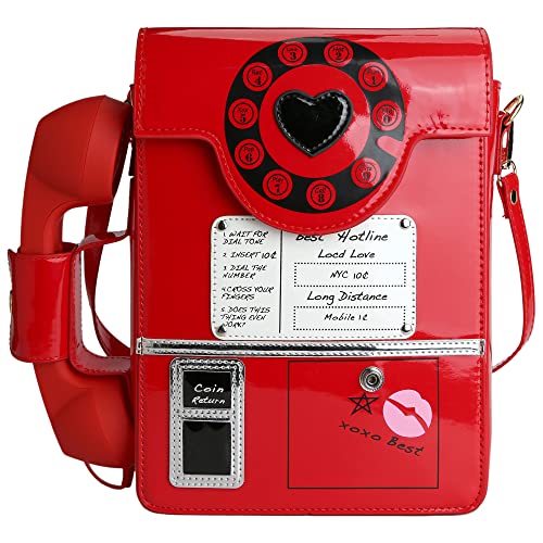 Image of QiMing Retro dial telephone Crossbody Shoulder Bag,Pu Movable microphone Purse for Women