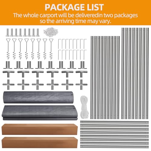 Image of 10x20FT Heavy Duty Carport Canopy 4 Roll-Up Doors & 4 Windows Portable Garage All-Season Outdoor Storage Shed for Car Truck Boat Shelter Party Tent, Gray