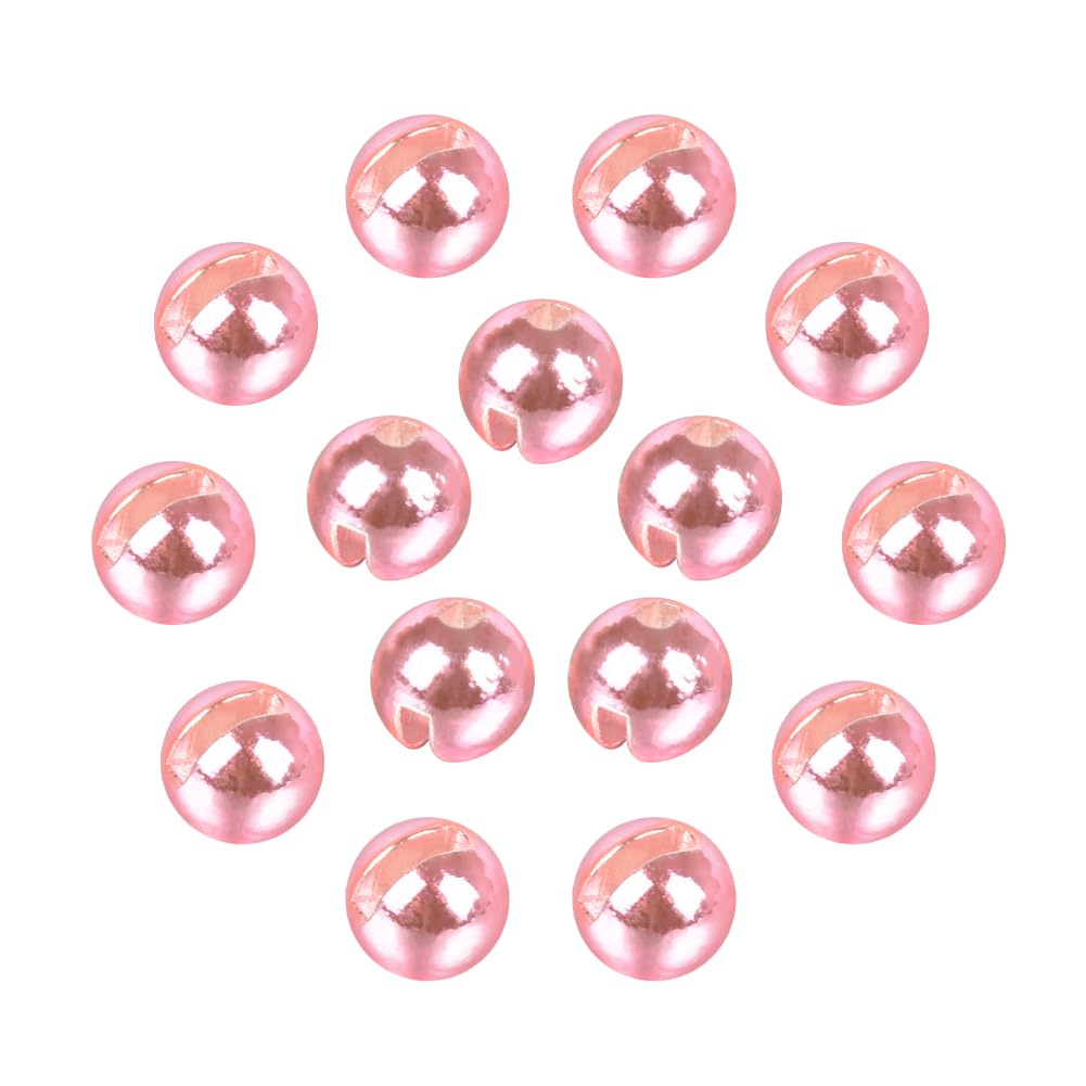 MUUNN 50pcs Tungsten Slotted Beads for Fly Tying, Sink Deeper and Faster 12 Colors/13 Sizes Slotted Tungsten Beads Fly Tying Beads Head Fly Tying Materials(Metallic Pink,2.5mm) — image 1