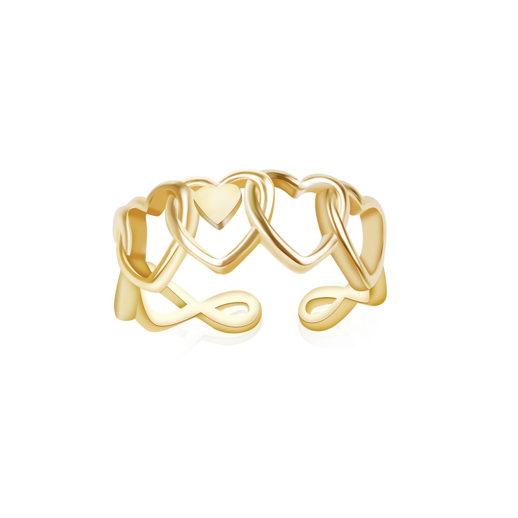 Dangle Rings for Women, 18k Gold Plated Adjustable Rings, Chunky & Butterfly Rings with Cubic Zirconia Diamonds, Ring Size 6-10