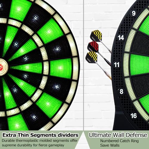 LED Dartpfeile Set Elektronische Dartscheibe mit automatischer Punktzahl, 48 Spiele 315 Variationen, 6 Soft Tip Darts und 50 Ersatzspitzen - Perfekt für Spielzimmer, Digitale Punkteanzeige – Bild 5