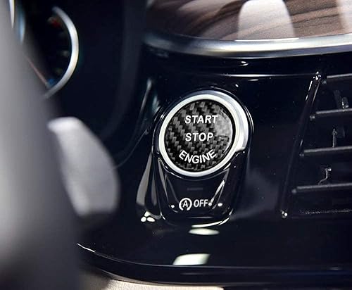 Miniatura 10 de iJDMTOY (1) Cubierta de botón de arranque y parada de fibra de carbono real color rojo brillante, compatible con BMW serie 1, 2, 3, 4, 5, 7, X1, X3,