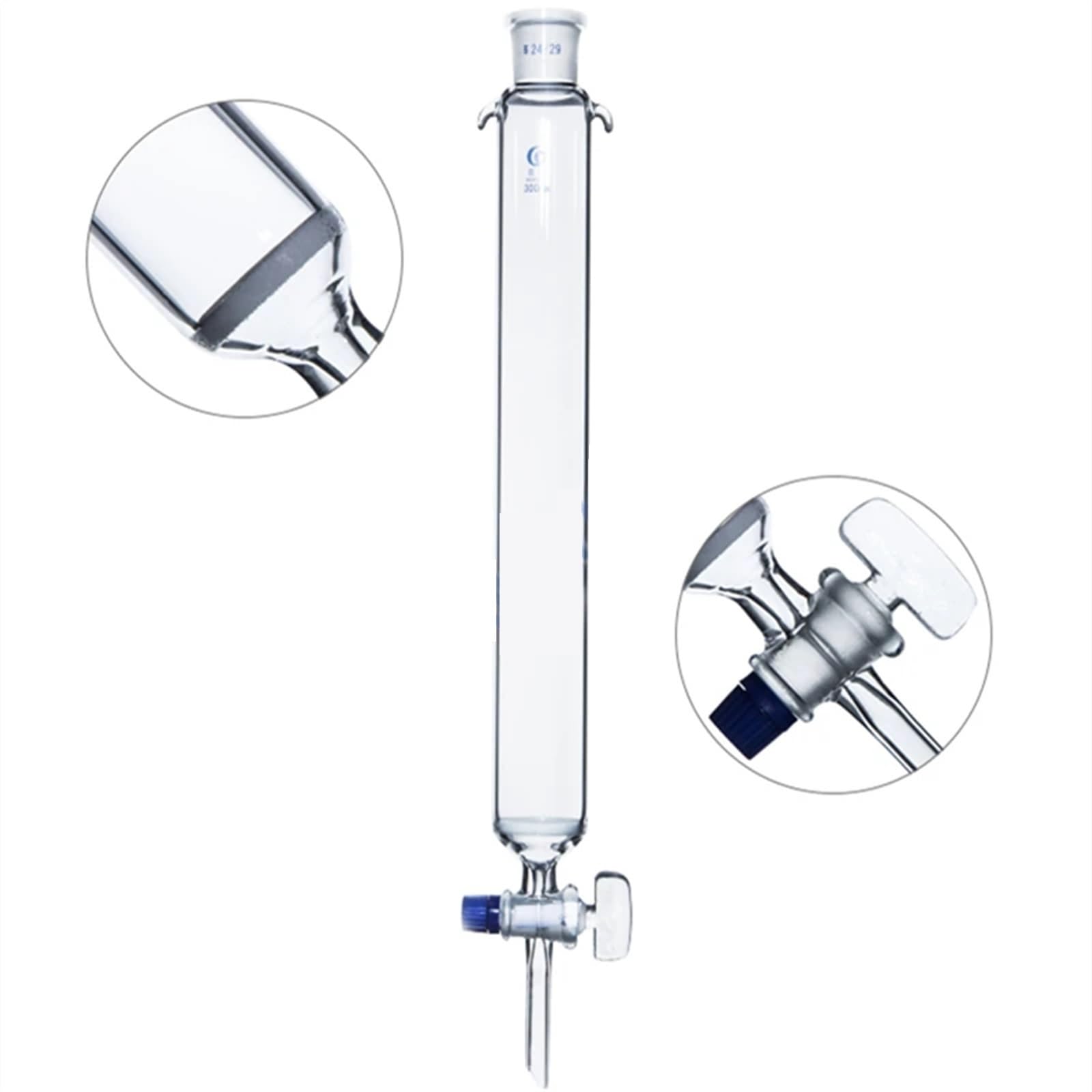 1 columna de cromatografía de núcleo de de vidrio de laboratorio con boca estándar y pistón de vidrio(30x400mm)